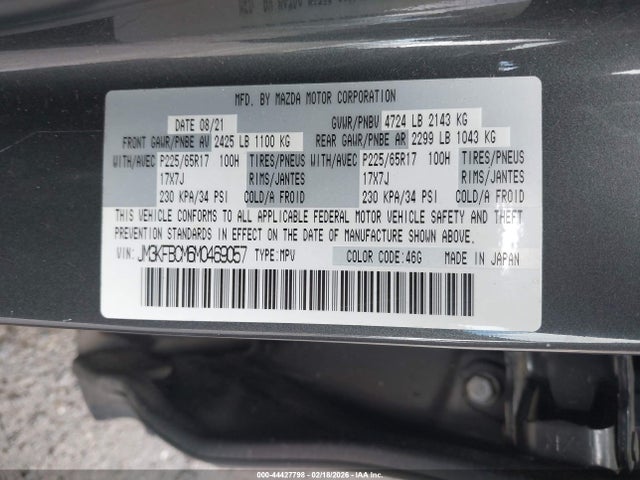 Aukcja sprzedaży 2021 Mazda Cx-5 Touring, vin: JM3KFBCM6M0469057, numer aukcji: 44427798