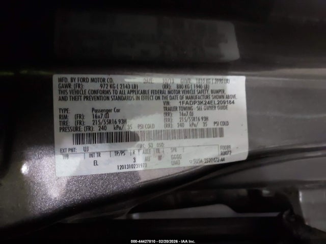 2014 FORD FOCUS 1FADP3K24EL209184 Photo 8