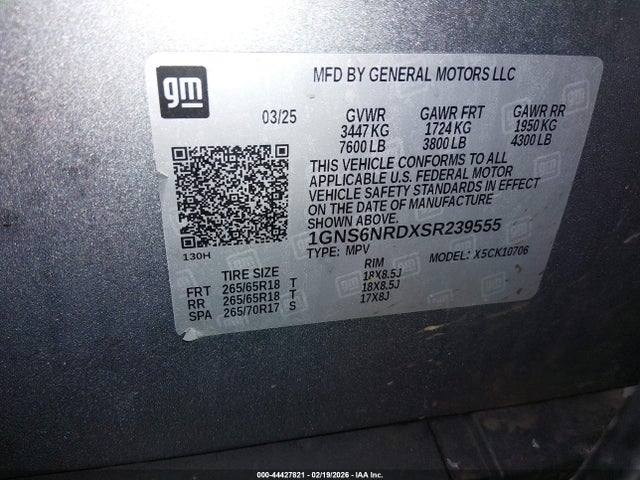 1GNS6NRDXSR239555 Chevrolet Tahoe 4wd Lt