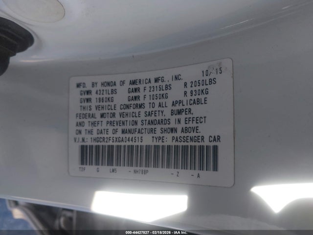 1HGCR2F5XGA044515 Honda Accord Sport