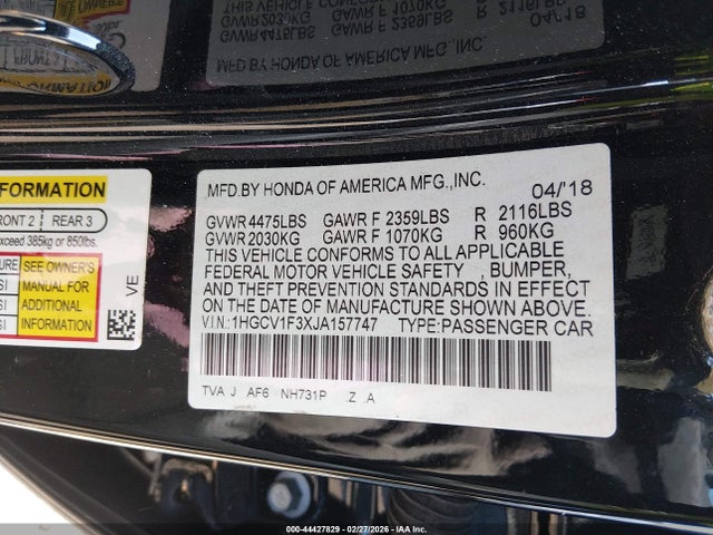 1HGCV1F3XJA157747 Honda Accord Sport