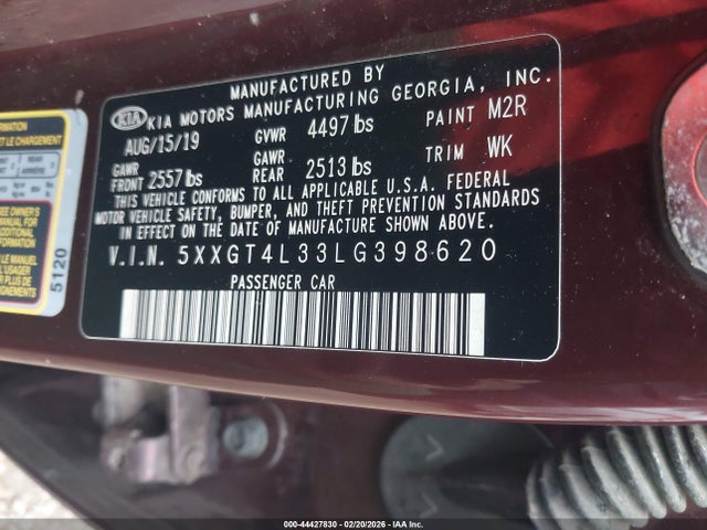 Aukcja sprzedaży 2020 Kia Optima Lx, vin: 5XXGT4L33LG398620, numer aukcji: 44427830