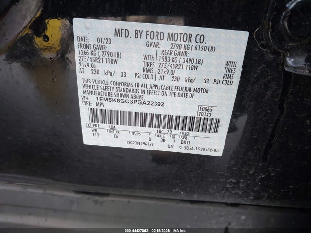 1FM5K8GC3PGA22392 Ford Explorer St