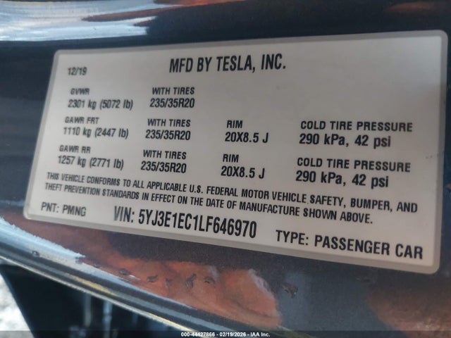 2020 TESLA MODEL 3 5YJ3E1EC1LF646970 Photo 8