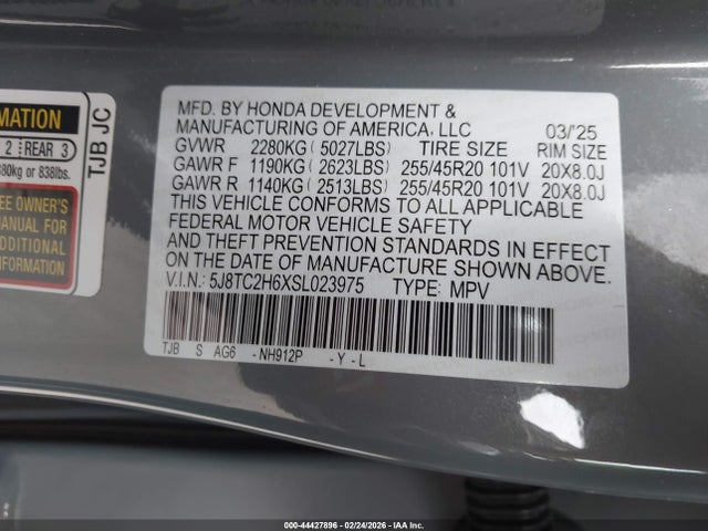 Aukcja sprzedaży 2025 Acura Rdx A-spec Package, vin: 5J8TC2H6XSL023975, numer aukcji: 44427896