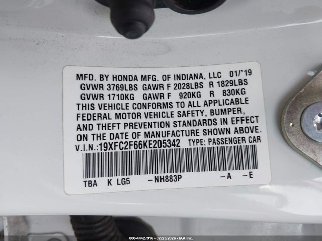 Honda Civic Lx 2019 19XFC2F66KE205342 Image 9