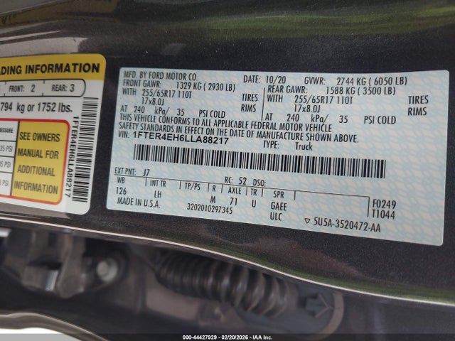 1FTER4EH6LLA88217 Ford Ranger Xlt