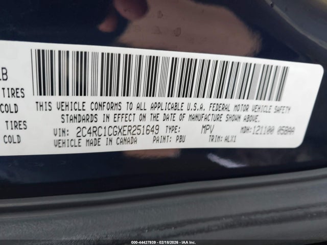 Aukcja sprzedaży 2014 Chrysler Town & Country Touring-l, vin: 2C4RC1CGXER251649, numer aukcji: 44427939