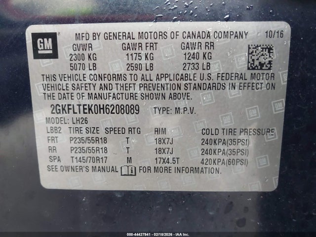 2GKFLTEK0H6208089 GMC Terrain Sle-2