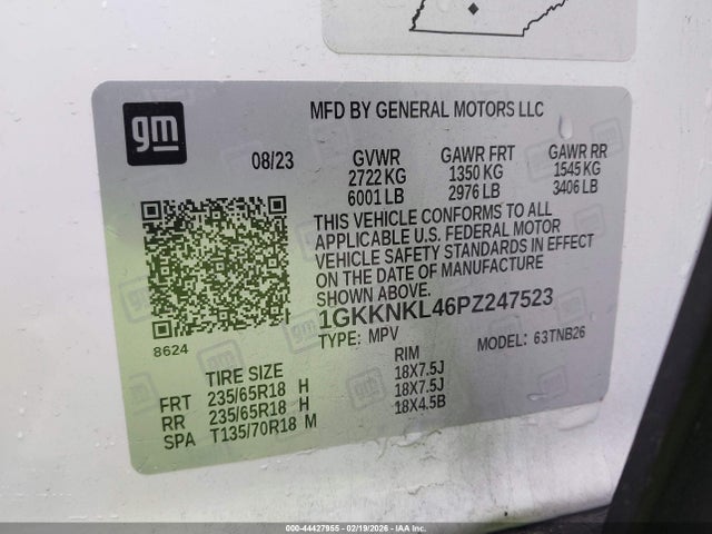 1GKKNKL46PZ247523 GMC Acadia Fwd Sle