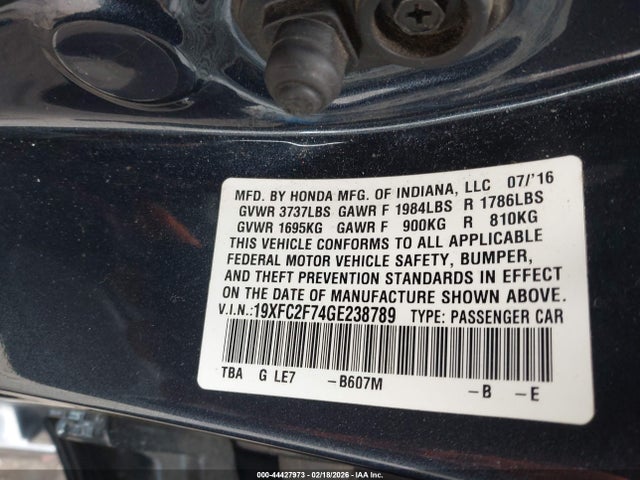 19XFC2F74GE238789 Honda CIVIC EX