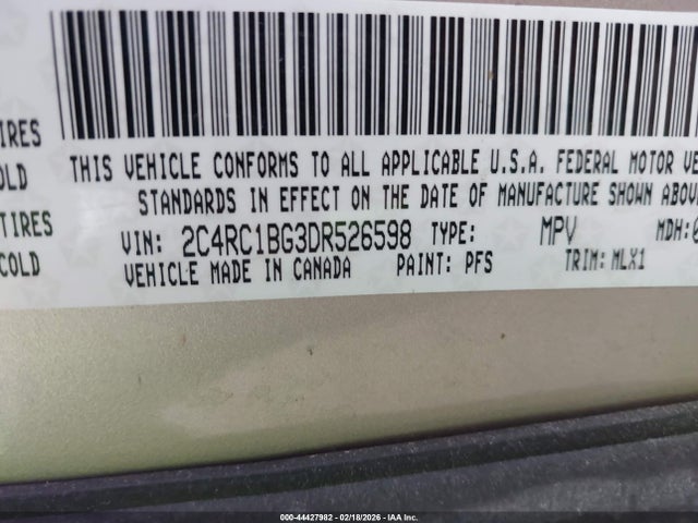Продаж на аукціоні авто 2013 Chrysler Town & Country Touring, vin: 2C4RC1BG3DR526598, номер лоту: 44427982
