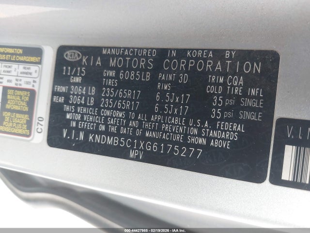 KNDMB5C1XG6175277 KIA SEDONA LX