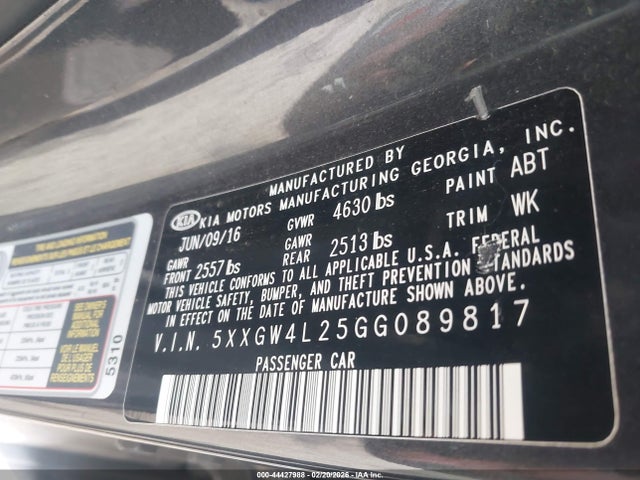 5XXGW4L25GG089817 KIA Optima Sx Turbo