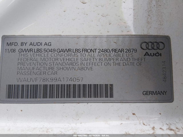 2009 AUDI A4 WAUVF78K99A174057 Photo 8