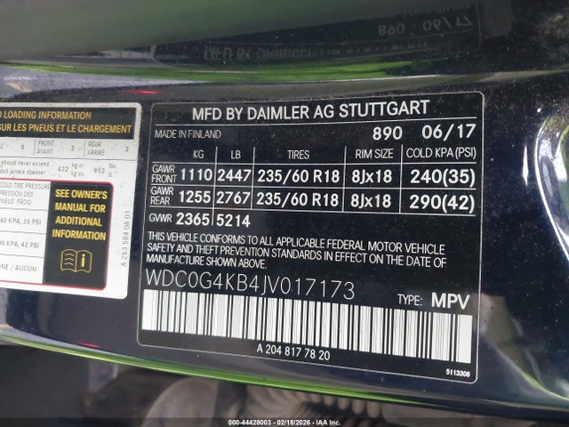 WDC0G4KB4JV017173 Mercedes-Benz Glc 300 4matic