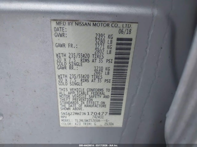 Nissan Murano Platinum 2018 5N1AZ2MH2JN170477 Image 9