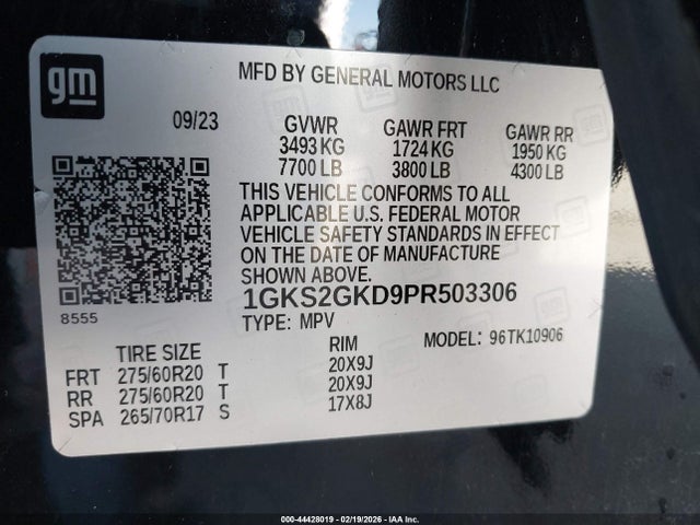 Aukcja sprzedaży 2023 Gmc Yukon Xl 4wd Slt, vin: 1GKS2GKD9PR503306, numer aukcji: 44428019
