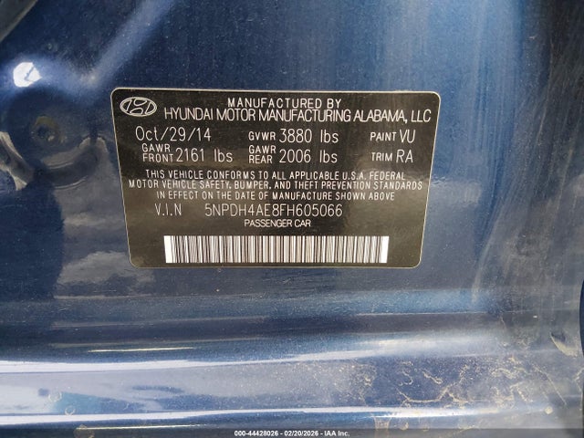 Hyundai ELANTRA SE 2015 5NPDH4AE8FH605066 Image 9