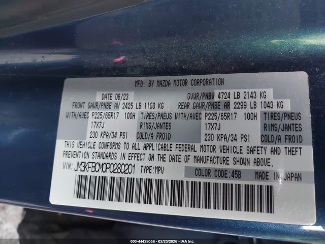 Продаж на аукціоні авто 2023 Mazda Cx-5 2.5 S Preferred, vin: JM3KFBCM0P0280201, номер лоту: 44428056