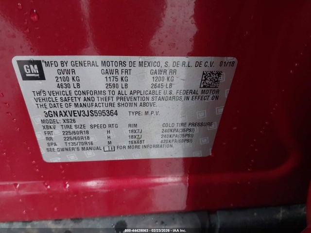 Chevrolet Equinox Premier 2018 3GNAXVEV3JS595364 Image 9