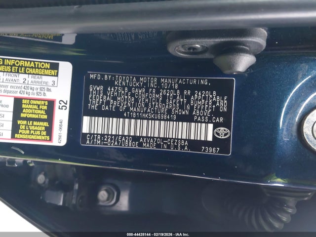 4T1B11HK5KU698419 Toyota CAMRY SE