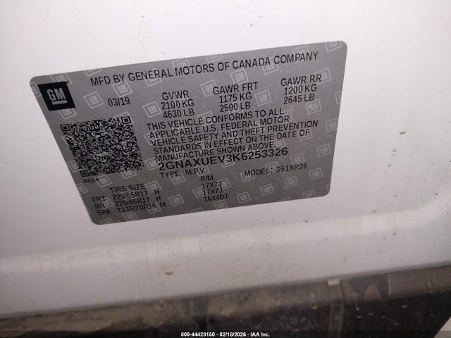 2GNAXUEV3K6253326 Chevrolet EQUINOX LT