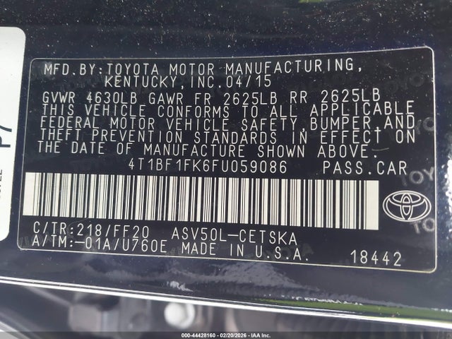 Toyota CAMRY SE 2015 4T1BF1FK6FU059086 Image 9
