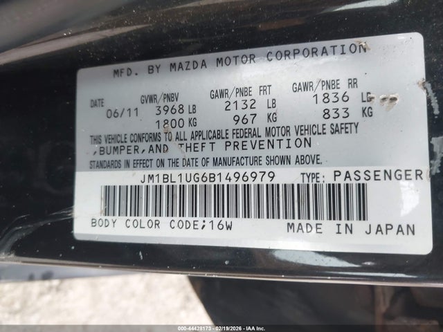 Продаж на аукціоні авто 2011 Mazda Mazda3 I Sport, vin: JM1BL1UG6B1496979, номер лоту: 44428173