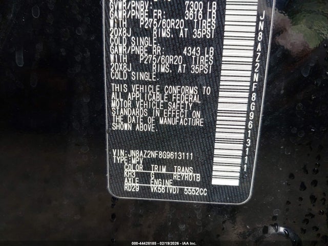 Продаж на аукціоні авто 2016 Infiniti Qx80, vin: JN8AZ2NF8G9613111, номер лоту: 44428185