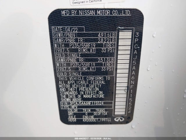 2022 INFINITI QX50 3PCAJ5AA6NF115524 Photo 8