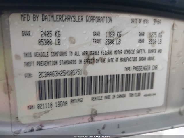 2005 Chrysler 300c მანქანა იყიდება აუქციონზე, vin: 2C3AA63H25H105751, აუქციონის ნომერი: 44428294