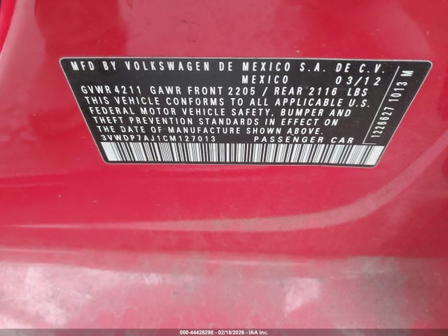 2012 VOLKSWAGEN JETTA 3VWDP7AJ1CM127013 Photo 8