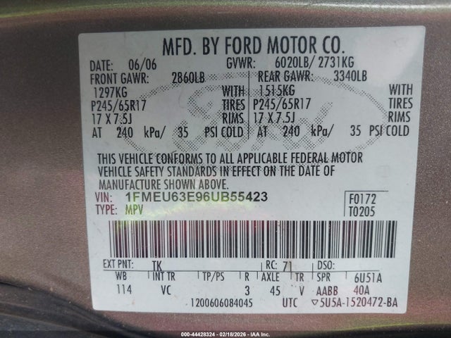 2006 FORD EXPLORER 1FMEU63E96UB55423 Photo 8