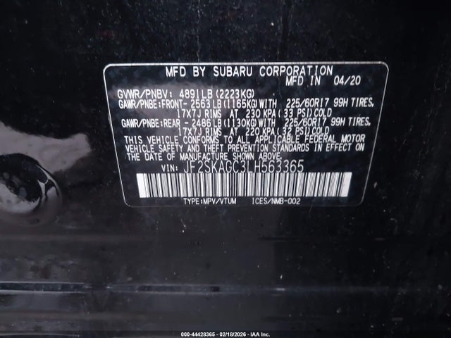 JF2SKAGC3LH563365 Subaru Forester Premium