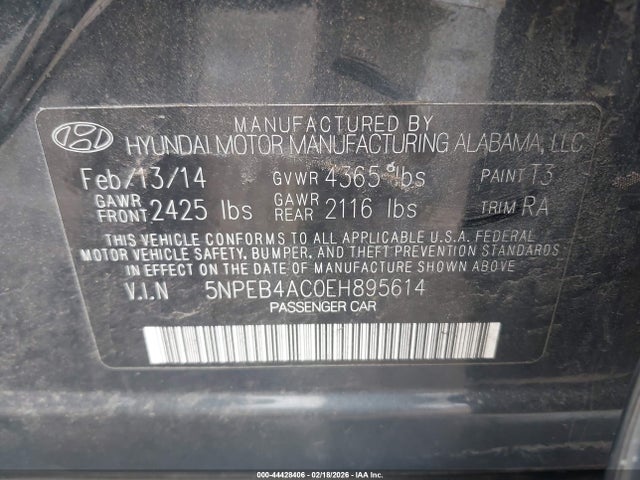 Hyundai SONATA GLS 2014 5NPEB4AC0EH895614 Image 9