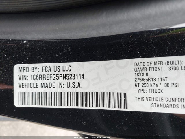 2023 Ram 1500 Big Horn  4x2 5'7 Box მანქანა იყიდება აუქციონზე, vin: 1C6RREFG5PN523114, აუქციონის ნომერი: 44428426
