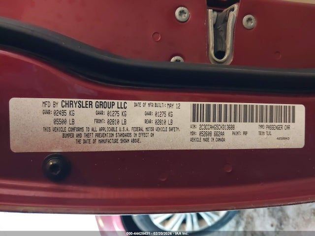 Продажа на аукционе авто 2012 Chrysler 300 Limited, vin: 2C3CCAHG5CH313688, номер лота: 44428431