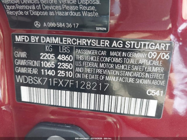 2007 MERCEDES-BENZ SL 550 WDBSK71FX7F128217 Photo 8