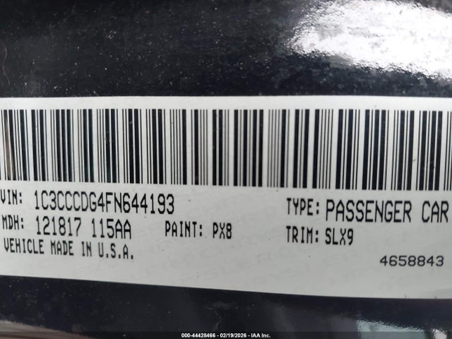 44428466 :رقم المزاد ، 1C3CCCDG4FN644193 vin ، 2015 Chrysler 200 S مزاد بيع