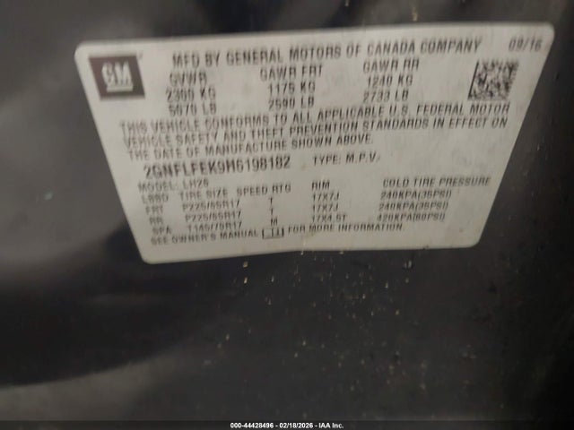 2GNFLFEK9H6198182 Chevrolet EQUINOX LT