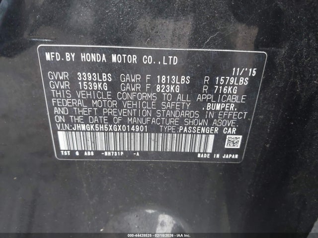 2016 HONDA FIT JHMGK5H5XGX014901 Photo 8