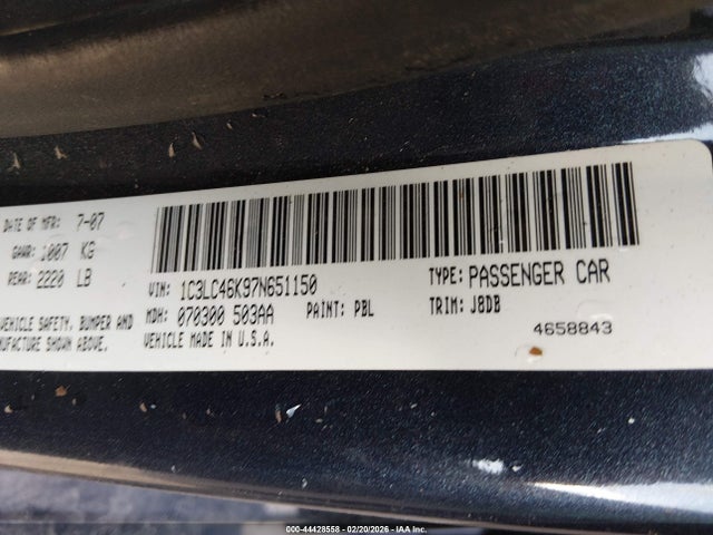 Aukcja sprzedaży 2007 Chrysler Sebring, vin: 1C3LC46K97N651150, numer aukcji: 44428558