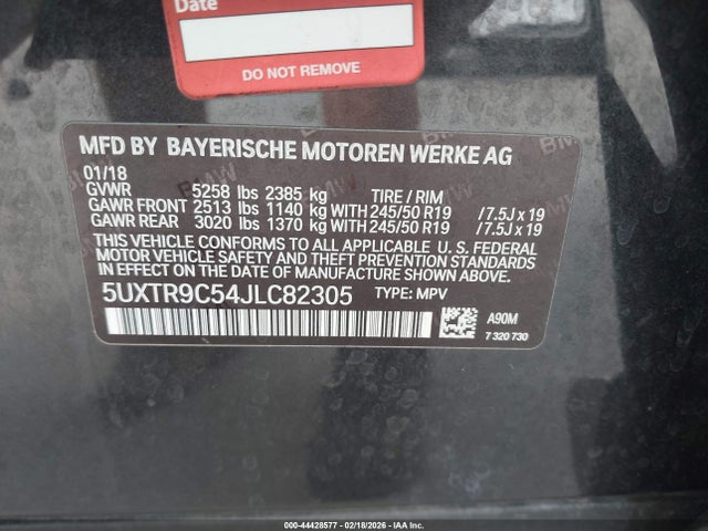2018 BMW X3 5UXTR9C54JLC82305 Photo 8