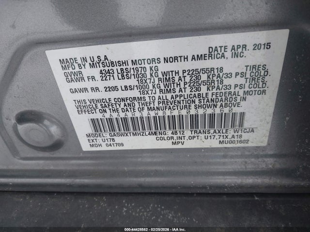 2015 MITSUBISHI OUTLANDER SPORT 4A4AR3AW8FE032360 Photo 8