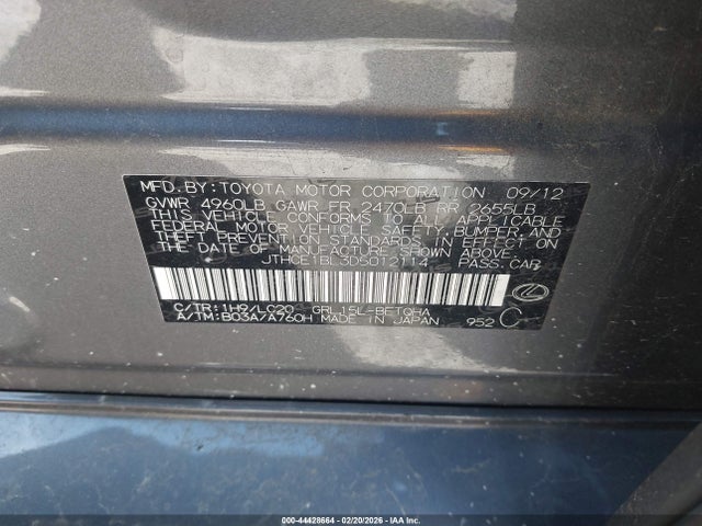 Продаж на аукціоні авто 2013 Lexus Gs 350, vin: JTHCE1BL3D5012114, номер лоту: 44428664