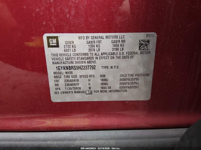 Продаж на аукціоні авто 2017 Cadillac Xt5 Luxury, vin: 1GYKNBRS9HZ237792, номер лоту: 44428824