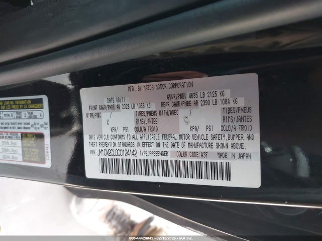 Aukcja sprzedaży 2012 Mazda Mazda5 Touring, vin: JM1CW2CL0C0124142, numer aukcji: 44428842