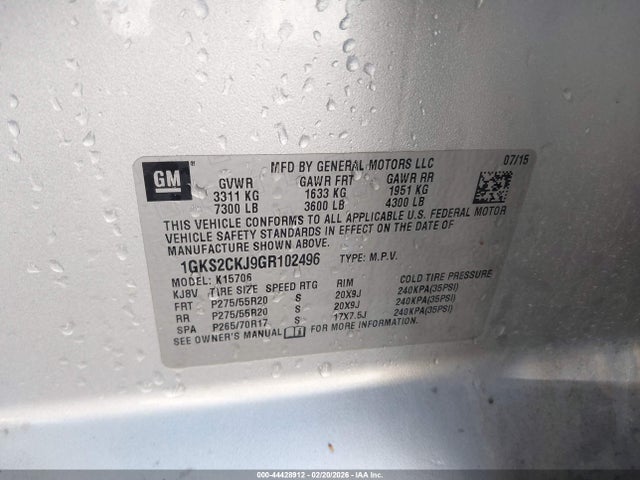 Продаж на аукціоні авто 2016 Gmc Yukon Denali, vin: 1GKS2CKJ9GR102496, номер лоту: 44428912