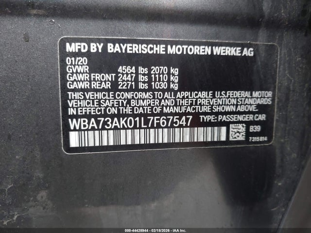 Aukcja sprzedaży 2020 Bmw 228i Gran Coupe Xdrive, vin: WBA73AK01L7F67547, numer aukcji: 44428944